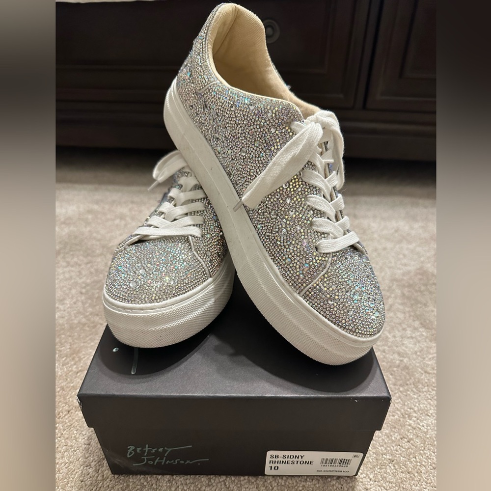Betsey Johnson Sidny Rhinestone Tennis Sneakers